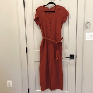 Madewell linen-blend pleat sleeve jumpsuit